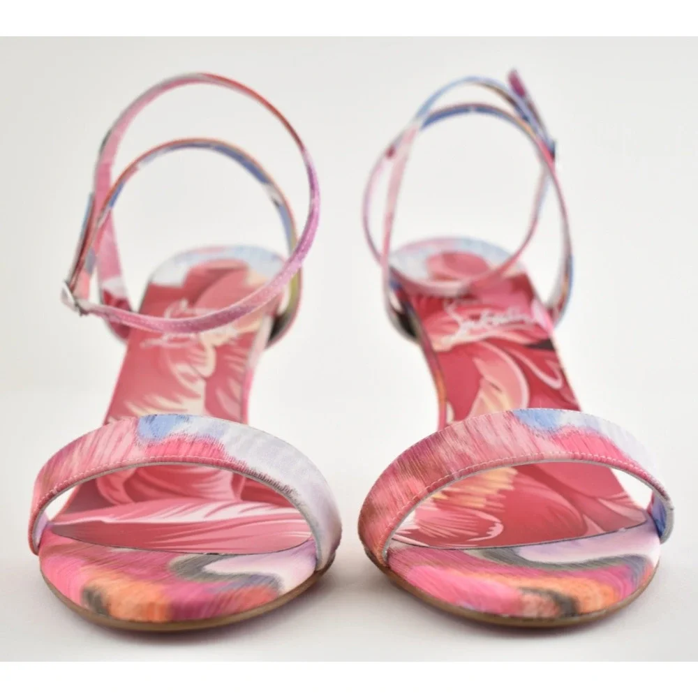 Christian Louboutin Miss Z Sandal 80 Pink Floral Ankle Strap Sandal Heel Pump 36